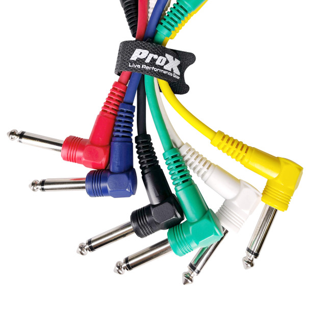 ProX 6 PACK of 6-inch Male 1/4" Patch Cables – Assorted Colors 