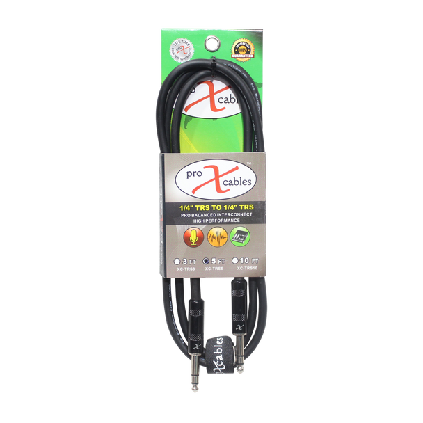ProX 5FT Male 1/4" to 1/4" Stereo 5FT 