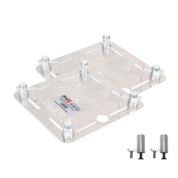 ProX Pair of 12" Aluminum 6mm Truss Top Plate and 1 3/8 Speaker Stud Mount for F34 F32 F31 Conical Square Truss with Connectors