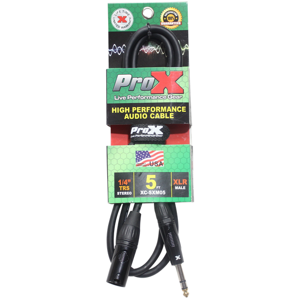 ProX 5 Ft. Balanced XLR3-M to 1/4" TRS-M High Performance Audio Cable 