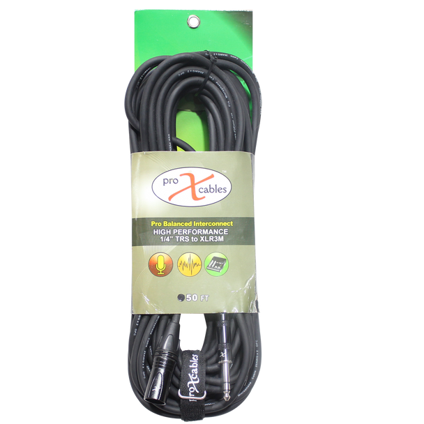 ProX 50 Ft. Balanced XLR3-M to 1/4 TRS-M High Performance Audio Cable