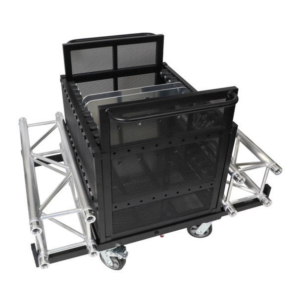 ProX Dolly Cart for Base Plates, Truss, Stage Legs, Cables, and Accessories Holds 8x 30 inch or 10x 24 inch Base Plates