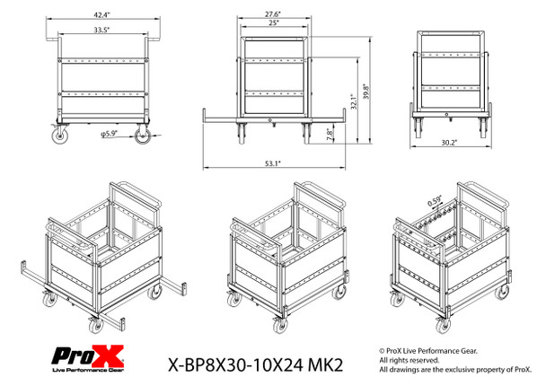 ProX Dolly Cart for Base Plates, Truss, Stage Legs, Cables, and Accessories Holds 8x 30 inch or 10x 24 inch Base Plates