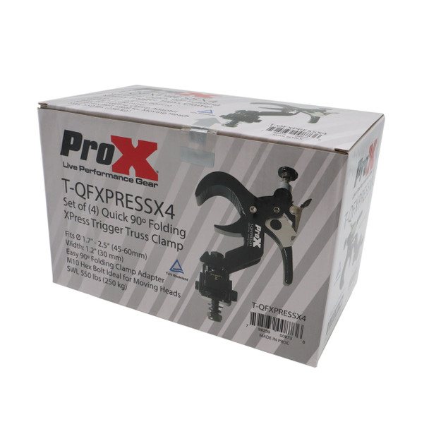 ProX 4 Quick 90 º Folding XPress Trigger Truss Clamp Clamp Moving Head Adapters with Quick Press Trigger Truss 2 in. Black Finish