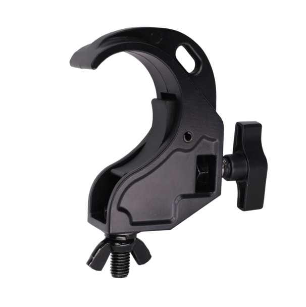 ProX Aluminum Hook Style M10 Clamp with Big Wing Knob for 2" Truss Tube Capacity 45 Lbs. Black Finish