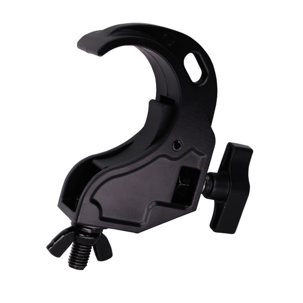 ProX Aluminum Hook Style M10 Clamp with Big Wing Knob for 2" Truss Tube Capacity 45 Lbs. Black Finish