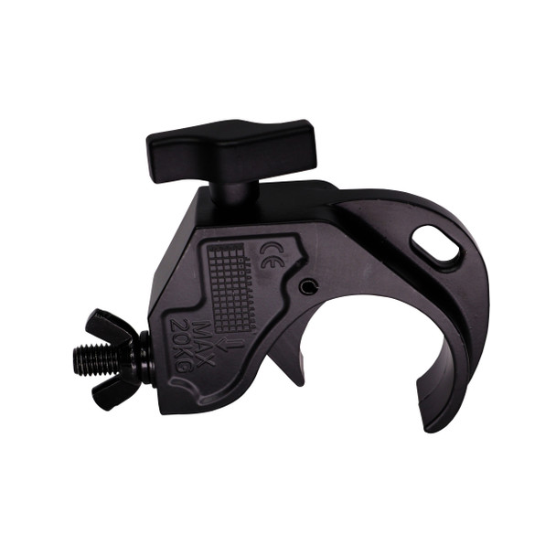 ProX Aluminum Hook Style M10 Clamp with Big Wing Knob for 2" Truss Tube Capacity 45 Lbs. Black Finish