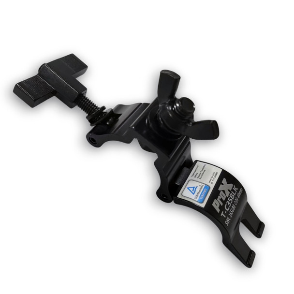 ProX Aluminum Black Mini Clamp Stage Truss Lighting Stand Big Knob fits 1-3/8" to 1-1/2" 35-40mm Tube SWL 165LBS M8 Bolt