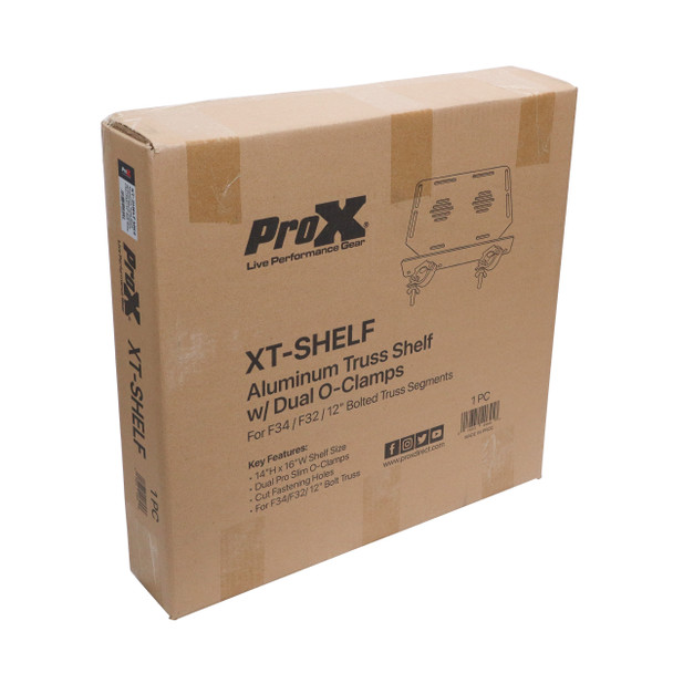 ProX Aluminum Truss Shelf with Dual O-Style Pro Clamps 14"x16" Shelf Space Fit F34 Truss And Bolted 12"Box Truss