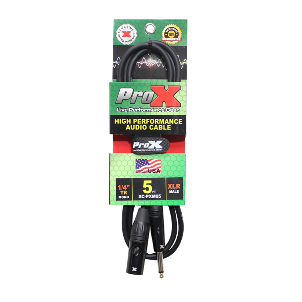 ProX 5 Ft. Unbalanced 1/4" TS to XLR3-M High Performance Audio Cable