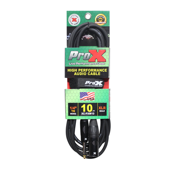 ProX 10 Ft. Unbalanced 1/4" TS-M to XLR3-M High Performance Audio Cable 