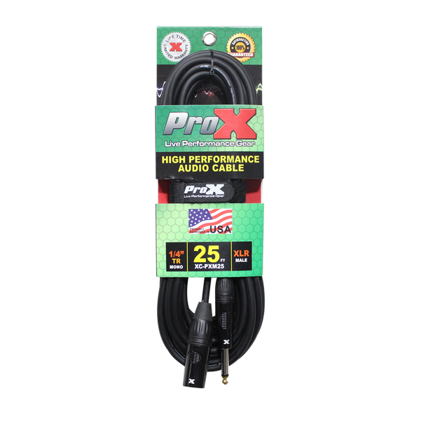ProX 25 Ft. Unbalanced 1/4" TS to XLR3-M High Performance Audio Cable