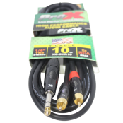 ProX XC-SYR10 10ft RCA to TRS Stereo Cable with Dual RCA Connectors and 1/4 Inch TRS Plug for Audio Routing and Professional Audio Applications