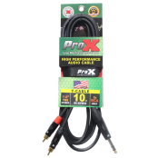 ProX XC-SYR10 Professional Dual RCA to TRS Stereo Cable Featuring Oxygen Free Copper Conductors and Premium Metal Connectors