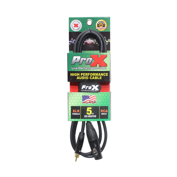 ProX 5 Ft. Unbalanced RCA to XLR3-F High Performance Audio Cable