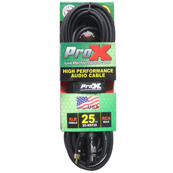 ProX 25 Ft. Unbalanced RCA to XLR3-F High Performance Audio Cable 
