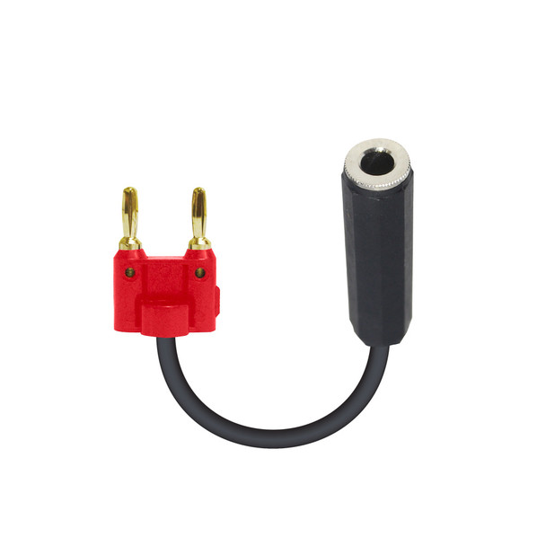 ProX XC-BNQF-RD 1/4" TS Female to Red Banana Plug speaker adapter with oxygen-free copper conductors for professional audio and speaker connections.