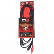 ProX XCP-CMR06 6ft 3.5mm to Dual RCA Audio Cable for DJ Equipment, Home Stereo Systems, Audio Interfaces, Receivers, and Powered Speakers