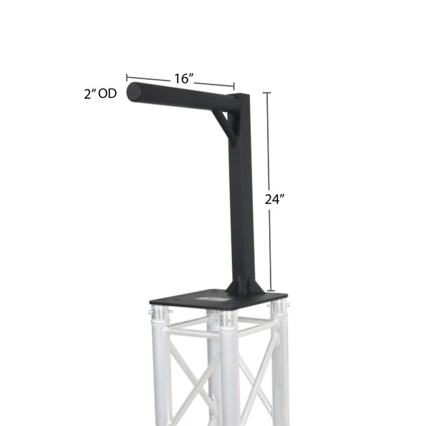 ProX Set of 2 Inverted Lighting Mount Top Plates with 24"H and 16"L, 2" OD Arm in Black