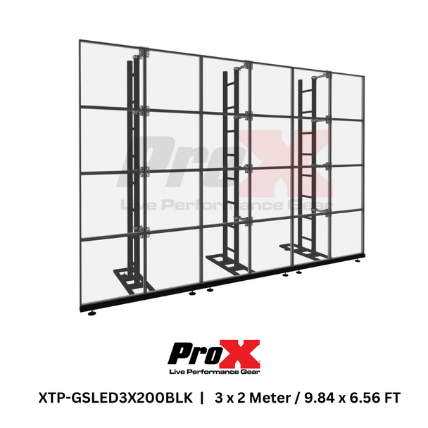 ProX LED Video Display Panel Ground Support System Package 3M/9.84 Ft. Width x 2M/6.56 Ft. Height in Black