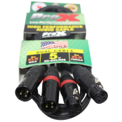 ProX XC-DXLR05 Dual XLR Male to Dual XLR Female Balanced Audio Cable with Oxygen-Free Copper Conductors and Braided Shielding