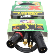 ProX XC-DRXM03 Dual XLR to Dual RCA Audio Cable with Oxygen-Free Copper Conductors and Premium Metal Connectors
