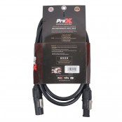 Rear view of ProX XC-TR1FM12-06 6ft PowerCON compatible male to female 12AWG power link cable showing product specifications and packaging details.