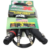 ProX XC-DSXF03 Dual TRS to Dual XLR Female Audio Cable with Oxygen-Free Copper Conductors and Premium Metal Connectors