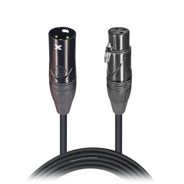 ProX XC-DMX15 15 ft 3-pin DMX cable with male and female connectors for professional stage lighting and DMX control applications.