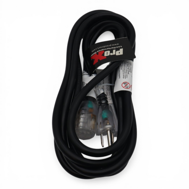 Side angle view of the ProX XC-P141-10 14 AWG power extension cord package.