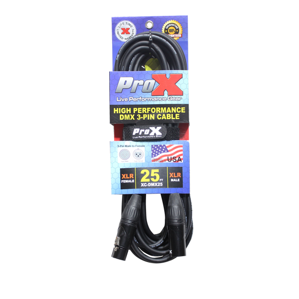 ProX XC-DMX25 professional DMX lighting control cable 25 foot
