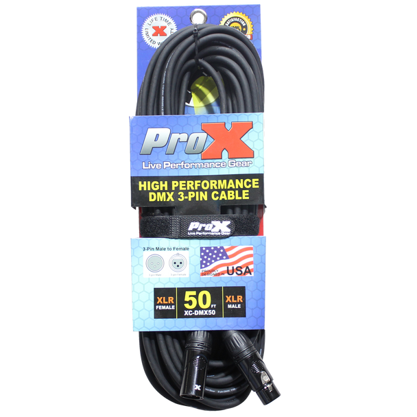 ProX XC-DMX25 professional 25ft DMX512 lighting control cable retail packaging