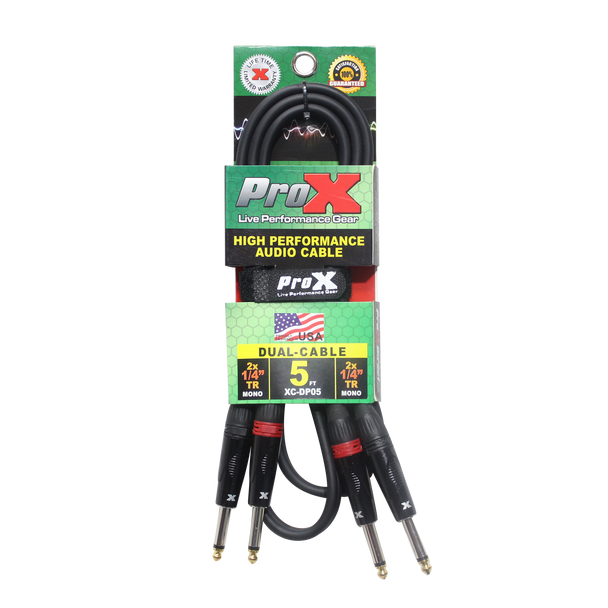ProX XC-DP05 5 Foot Dual TS Cable for Mixers Audio Interfaces and Amplifiers
