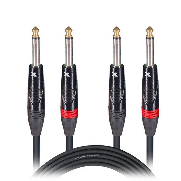 ProX XC-DP10 10ft Dual 1/4 Inch TS Male Audio Patch Cable