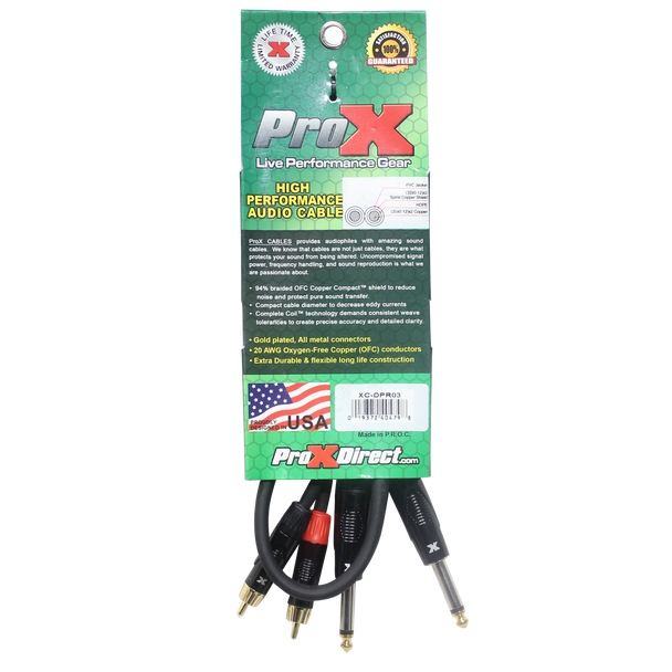 ProX XC-DPR03 3ft Dual RCA Audio Interconnect Cable