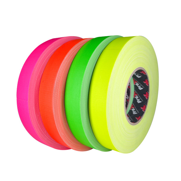 ProX 4-Pack 1 Inch 180 Ft. 60YD Multiple-Color Fluorescent Commercial Grade Gaffer Tape Pros Choice Non-Residue
