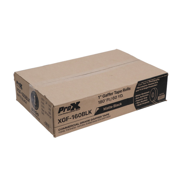 ProX 1 Inch 180 Ft. 60YD Matte Black Commercial Grade Gaffer Tape Pros Choice Non-Residue