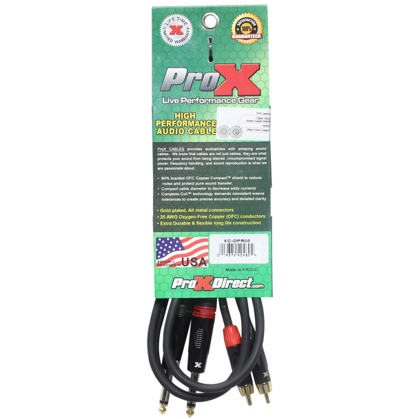 ProX XC-DPR05 Dual RCA Male to Dual RCA Male Stereo Cable