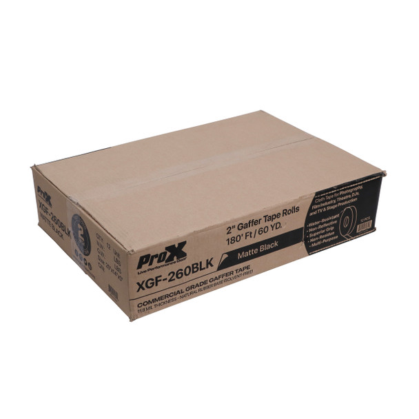 ProX 2 Inch 180 Ft. 60YD Matte Black Commercial Grade Gaffer Tape Pros Choice Non-Residue