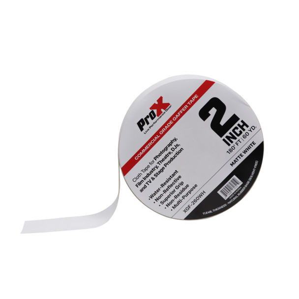 ProX 2 Inch 180 Ft. 60YD Matte White Commercial Grade Gaffer Tape Pros Choice Non-Residue