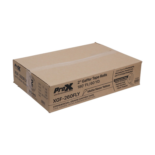 ProX 2 Inch 180 Ft. 60YD Fluorescent Yellow Commercial Grade Gaffer Tape Pros Choice Non-Residue