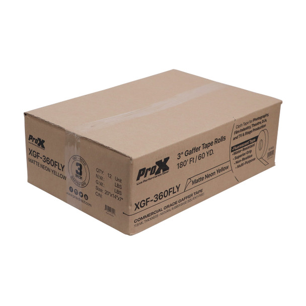 ProX 3 Inch 180 Ft. 60YD Fluorescent Yellow Commercial Grade Gaffer Tape Pros Choice Non-Residue