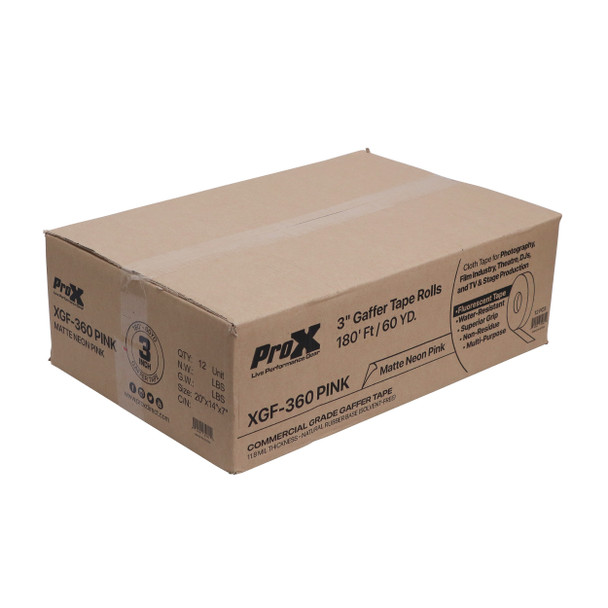 ProX 3 Inch 180 Ft. 60YD Pink Commercial Grade Gaffer Tape AV Pros Choice Non-Residue