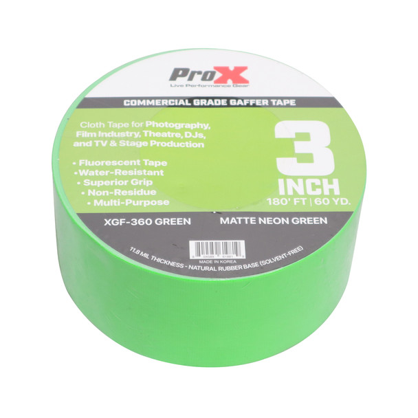 ProX 3 Inch 180 Ft. 60YD Green Commercial Grade Gaffer Tape Pros Choice Non-Residue