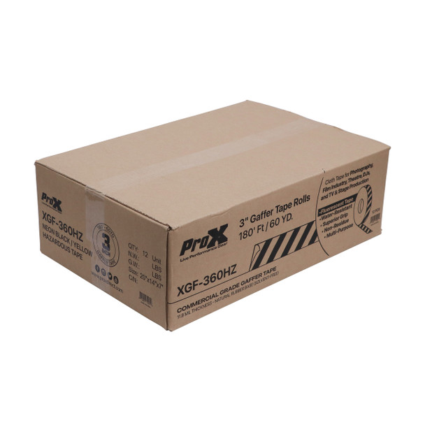 ProX 3 Inch 180 Ft. 60YD Hazardous Commercial Grade Gaffer Tape Pros Choice Non-Residue