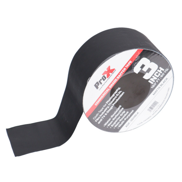 ProX 3 Inch 180 Ft. 60YD Matte Black Commercial Grade Gaffer Tape Pros Choice Non-Residue