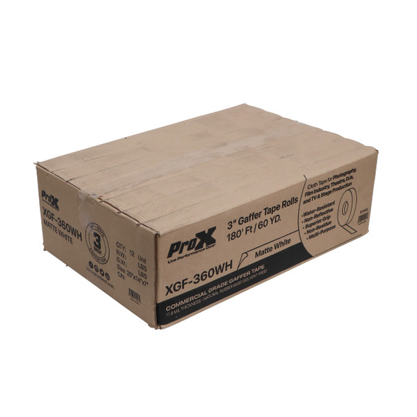 ProX 3 Inch 180 Ft. 60YD Matte White Commercial Grade Gaffer Tape Pros Choice Non-Residue