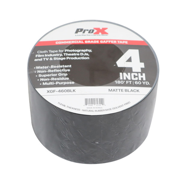 ProX 4 Inch 180 Ft. 60YD Matte Black Commercial Grade Gaffer Tape Pros Choice Non-Residue