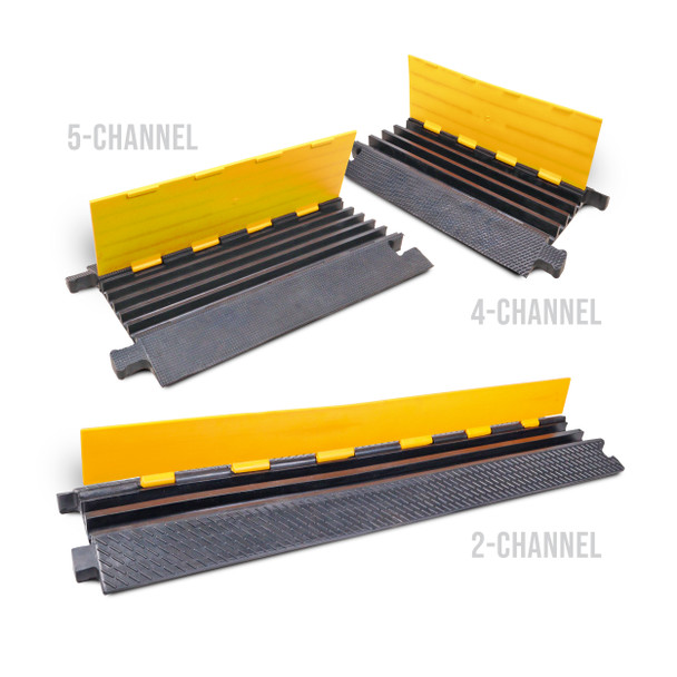 ProX 5-Channel Rubber Cable Protector Ramp Speed Bump Cover Indoor Outdoor " Supports up to 60 Tons