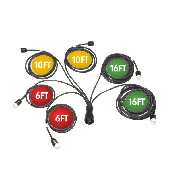 19-pin to Edison breakout cable connector identification chart with color-coded stage lighting power distribution connectors